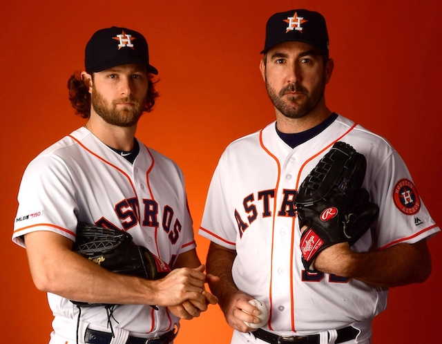 Houston Astros starting pitchers Gerrit Cole and Justin Verlander