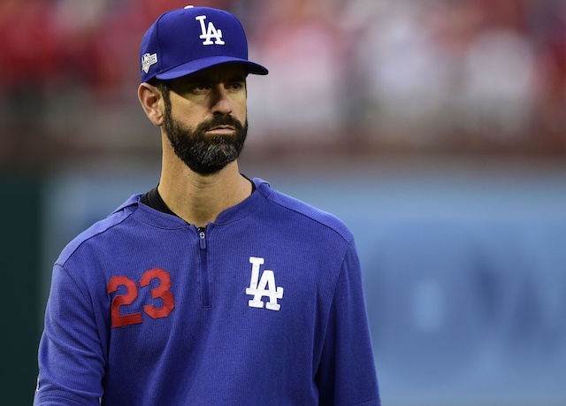 Los Angeles Dodgers bullpen coach Mark Prior before Game 3 of the 2019 NLDS