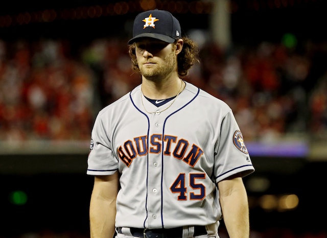 Houston Astros starting pitcher Gerrit Cole during the 2019 World Series