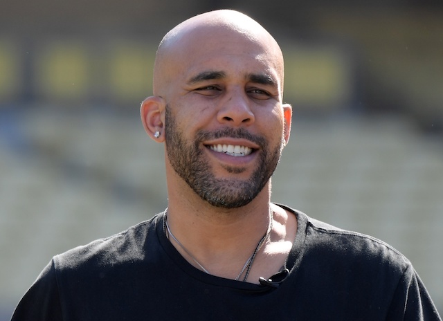 Los Angeles Dodgers pitcher David Price during an introductory press conference at Dodger Stadium