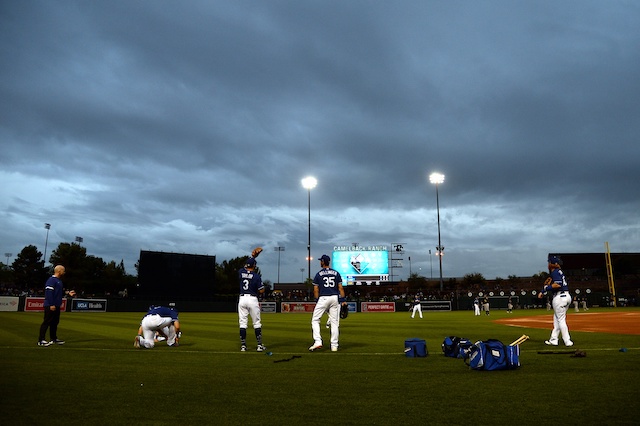 Cody Bellinger, Neil Rampe, Chris Taylor, Justin Turner, 2020 Spring Training