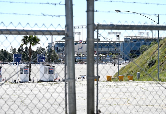 Dodger Stadium view, parking lot entrance