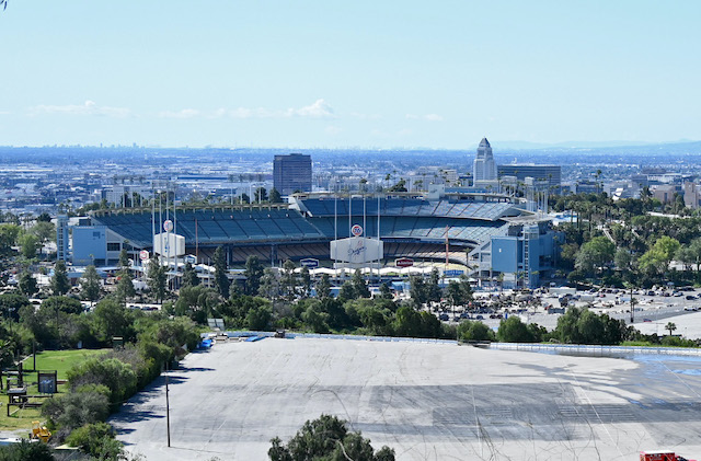 Dodger Stadium view, parking lot