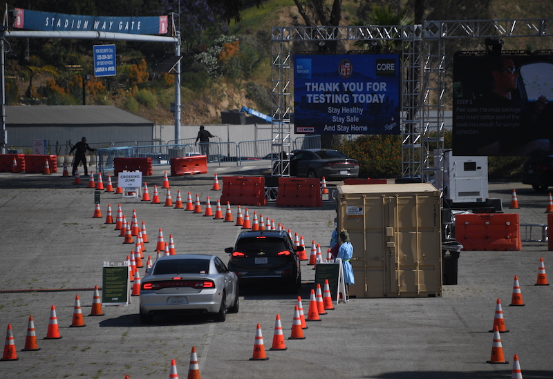 Dodger Stadium coronavirus testing site