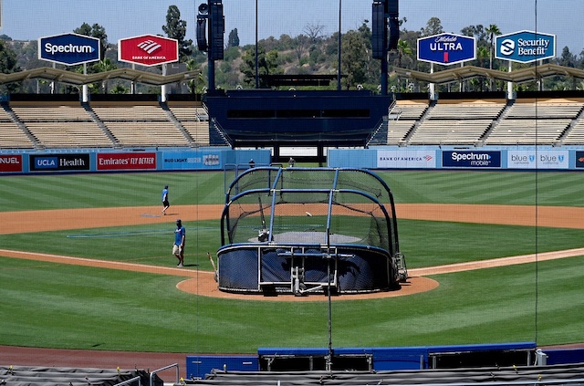 Dodger Stadium view, batting practice