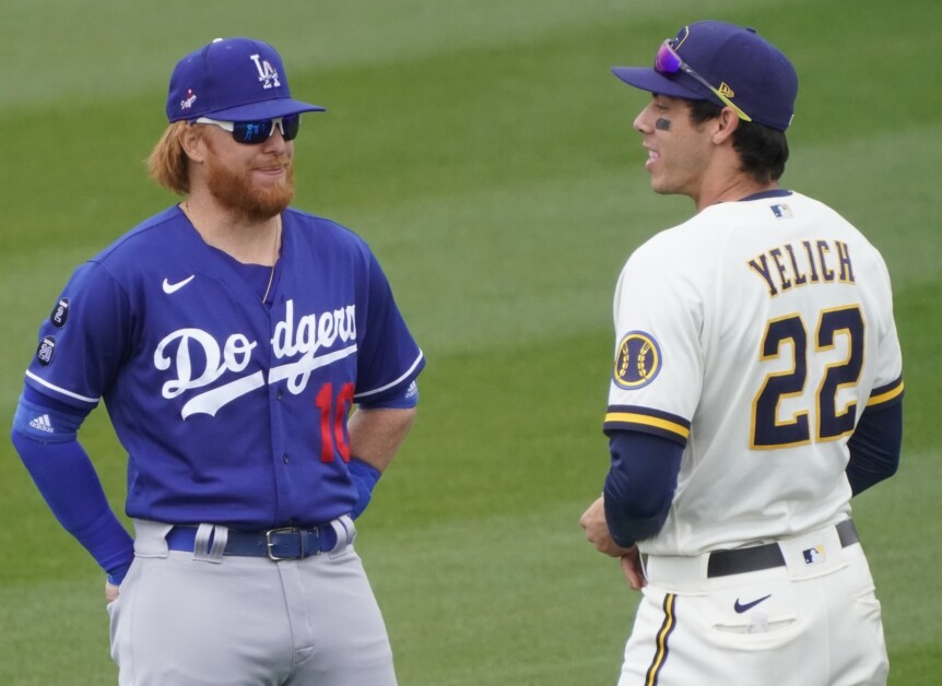 Justin Turner, Christian Yelich, 2021 Spring Training