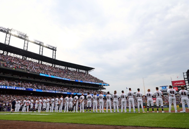 Walker Buehler, Chris Taylor, Justin Turner, National League All-Stars lined up, 2021 All-Star Game