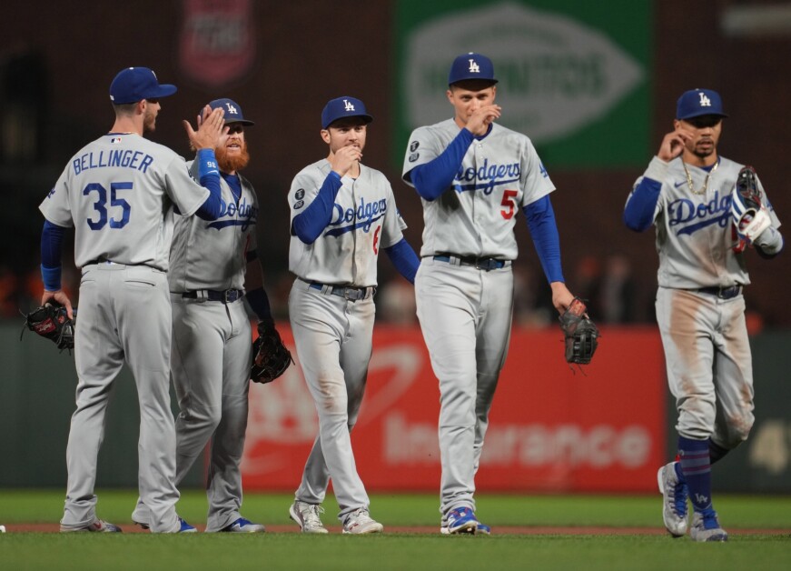 Cody Bellinger, Mookie Betts, Corey Seager, Justin Turner, Trea Turner, Dodgers win, 2021 NLDS