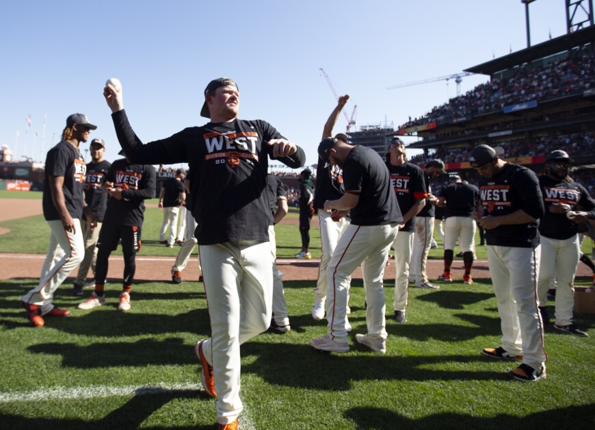 Logan Webb, San Francisco Giants, 2021 NL West celebration