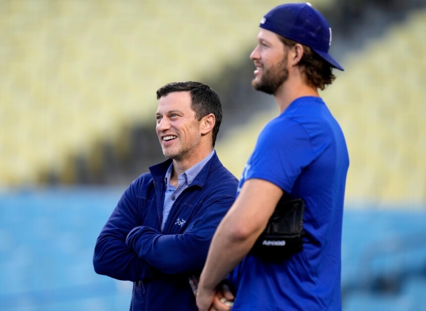 Andrew Friedman, Clayton Kershaw, 2021 National League Wild Card Game workout