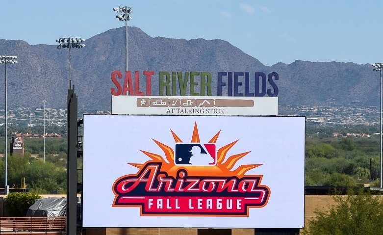 Salt River Fields video board, 2021 Arizona Fall League, Dodgers