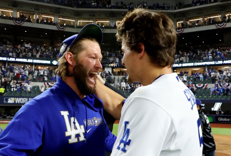 Clayton Kershaw, Corey Seager, 2020 World Series