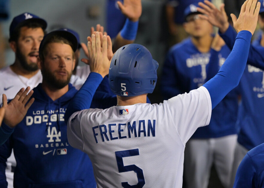 Freddie Freeman, Clayton Kershaw, Edwin Ríos, Julio Urías