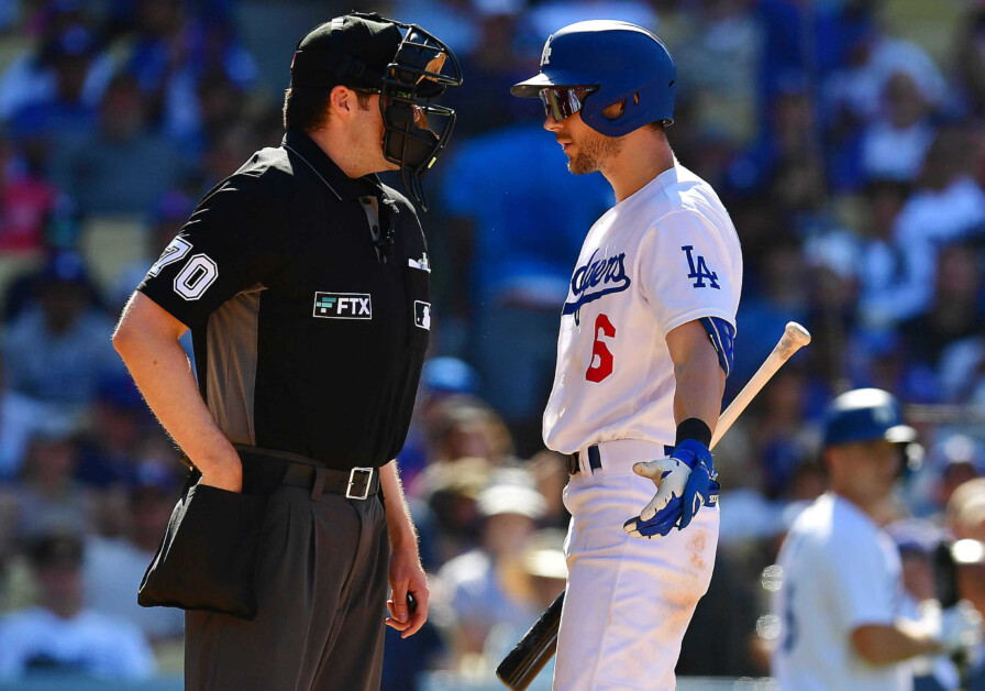 Trea Turner, umpire John Bacon