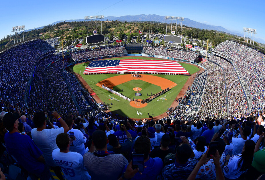 Dodger Stadium view, United States of America flag, 2022 MLB All-Star Game