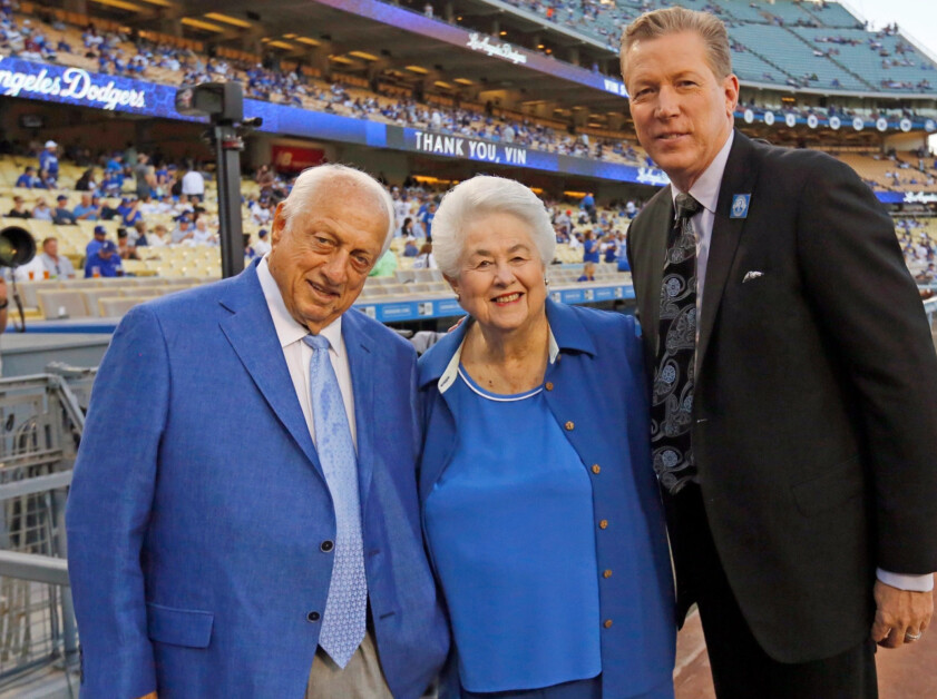 Orel Hershiser, Tommy Lasorda, Rosalind “Roz” Wyman