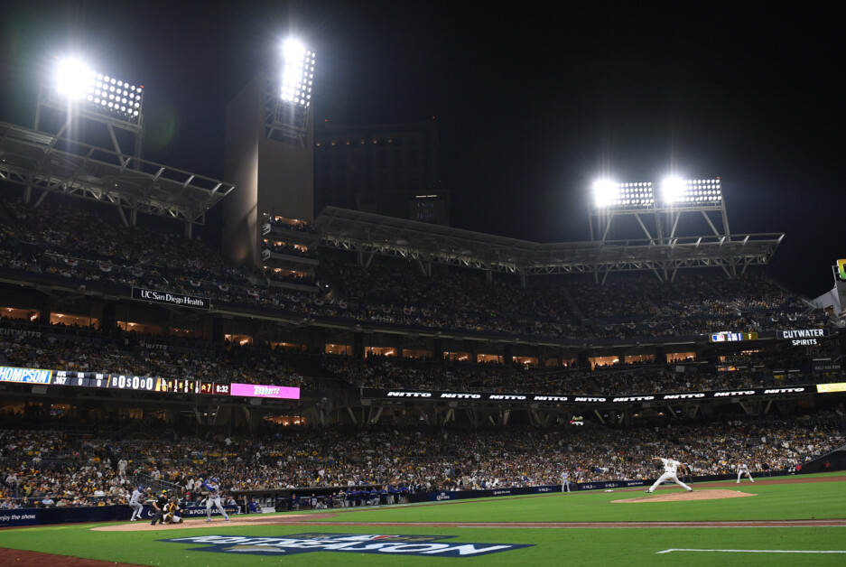 Gavin Lux, Trayce Thompson, Petco Park view, 2022 NLDS