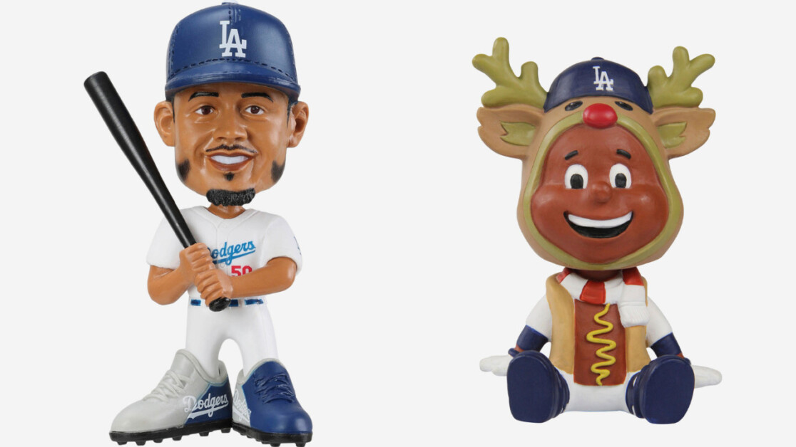 Mookie Betts Stomperz bobblehead, Dodgers Holiday Bobble Bro, FOCO