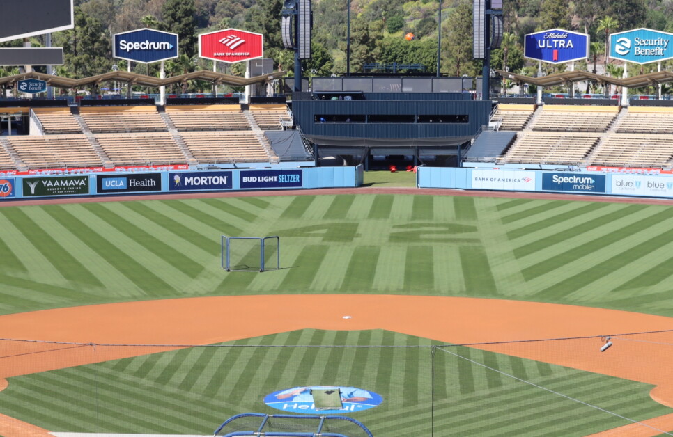 Dodger Stadium view, Jackie Robinson jersey number