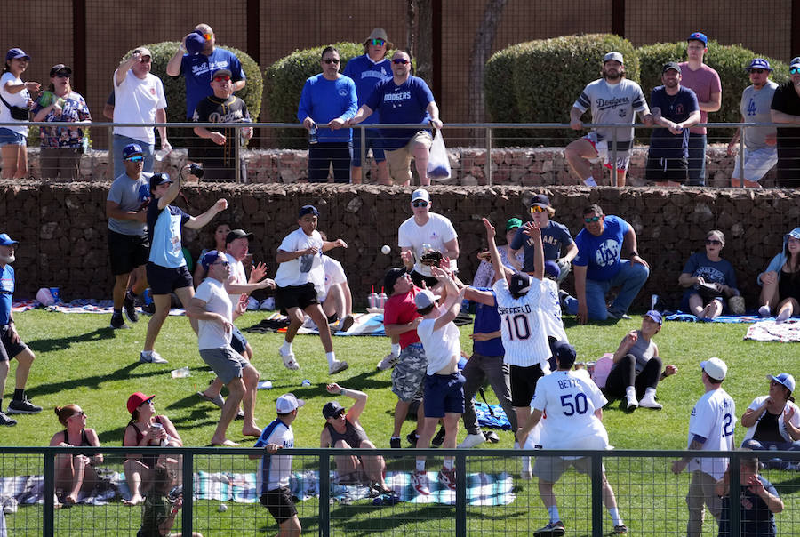 Dodgers fans, Camelback Ranch outfield berm, 2023 Spring Training