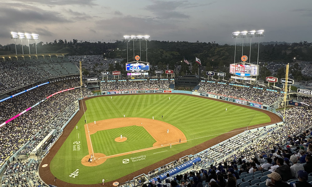 Dodger Stadium view, Dodger Stadium lights