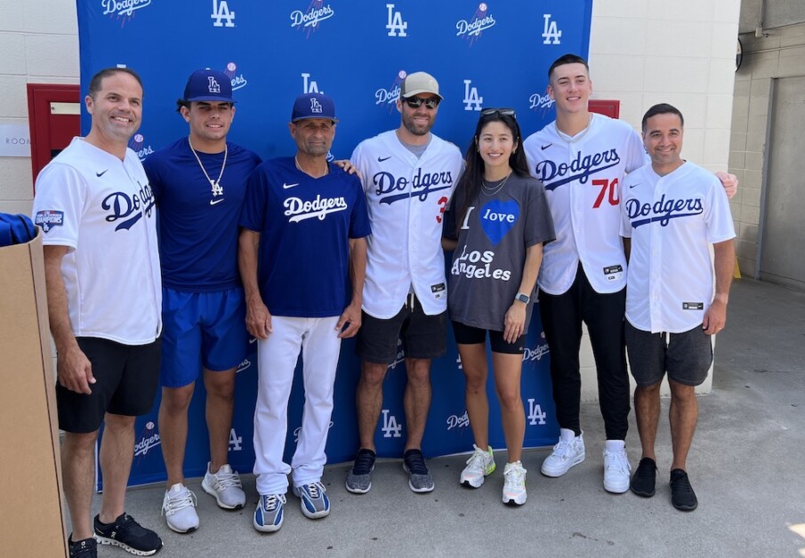 Dino Ebel, Bobby Miller, Chris Taylor, Mary Taylor, Jacoby & Meyers, Dodgers backpack drive