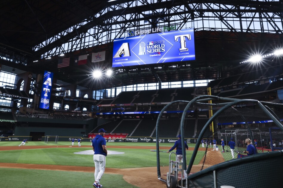 Globe Life Field view, Diamondbacks, Rangers, 2023 World Series