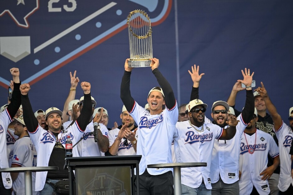 Corey Seager, Adolis Garcia, Texas Rangers, World Series, MLB: Texas Rangers Championship Parade