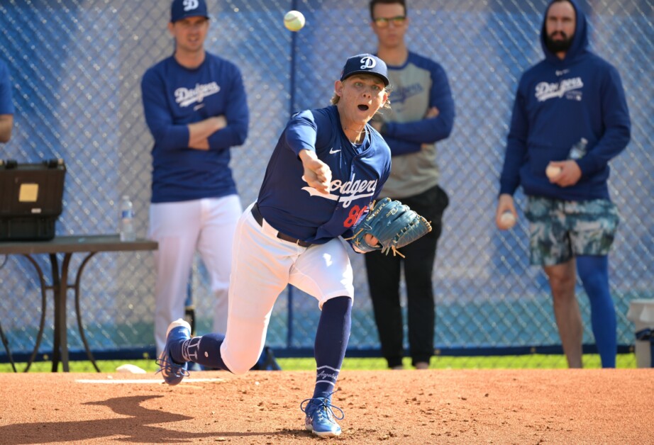 Emmet Sheehan, Connor McGuiness, Tony Gonsolin Dodgers workout, 2024 Spring Training