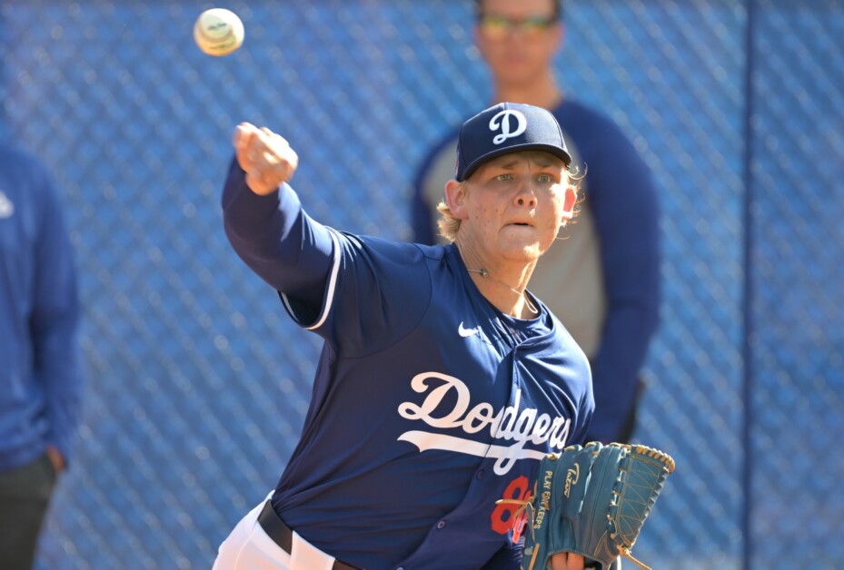 Emmet Sheehan, Dodgers workout, 2024 Spring Training