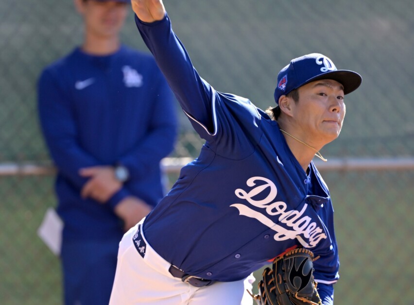 Yoshinobu Yamamoto, Will Ireton, Dodgers workout, 2024 Spring Training