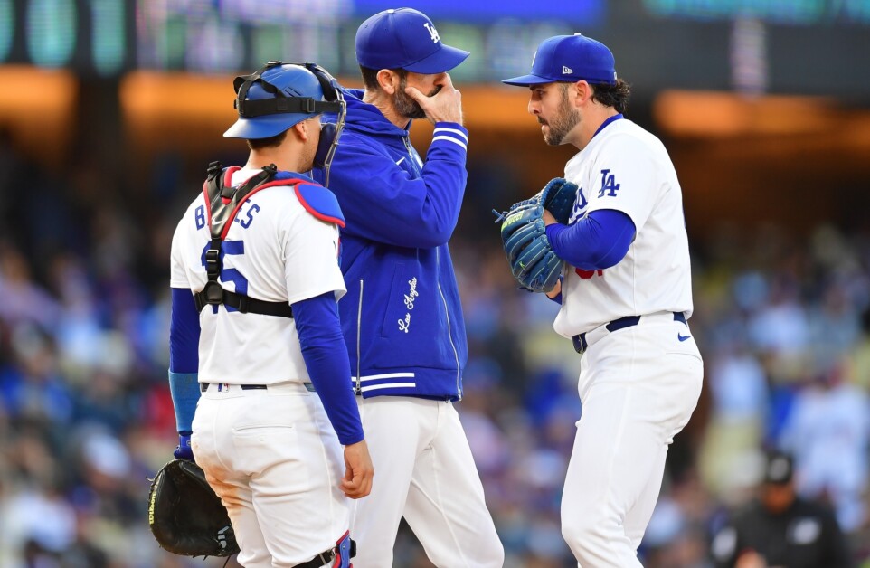 Austin Barnes, Mark Prior, Alex Vesia, mound visit