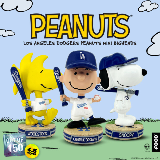 Woodstock, Charlie Brown, Snoopy, Peanuts, Dodgers bobbleheads, FOCO